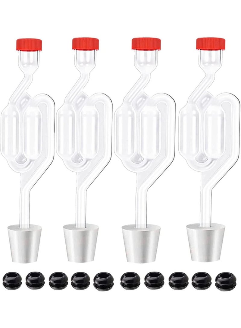 Arabest 4Pack Twin Bubble Airlock Set, Fermentation Airlock with 4 Stoppers + 10 Grommets, Brewing Airlocks Brew Kits Airlocks for - Image 1